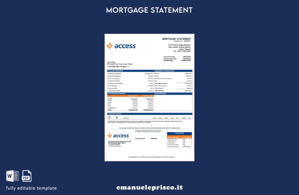 stile verificato Modello di estratto conto ipotecario Nigeria Access Bank Modell